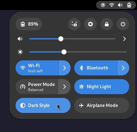 Toggle dark and light mode in Gnome menu bar